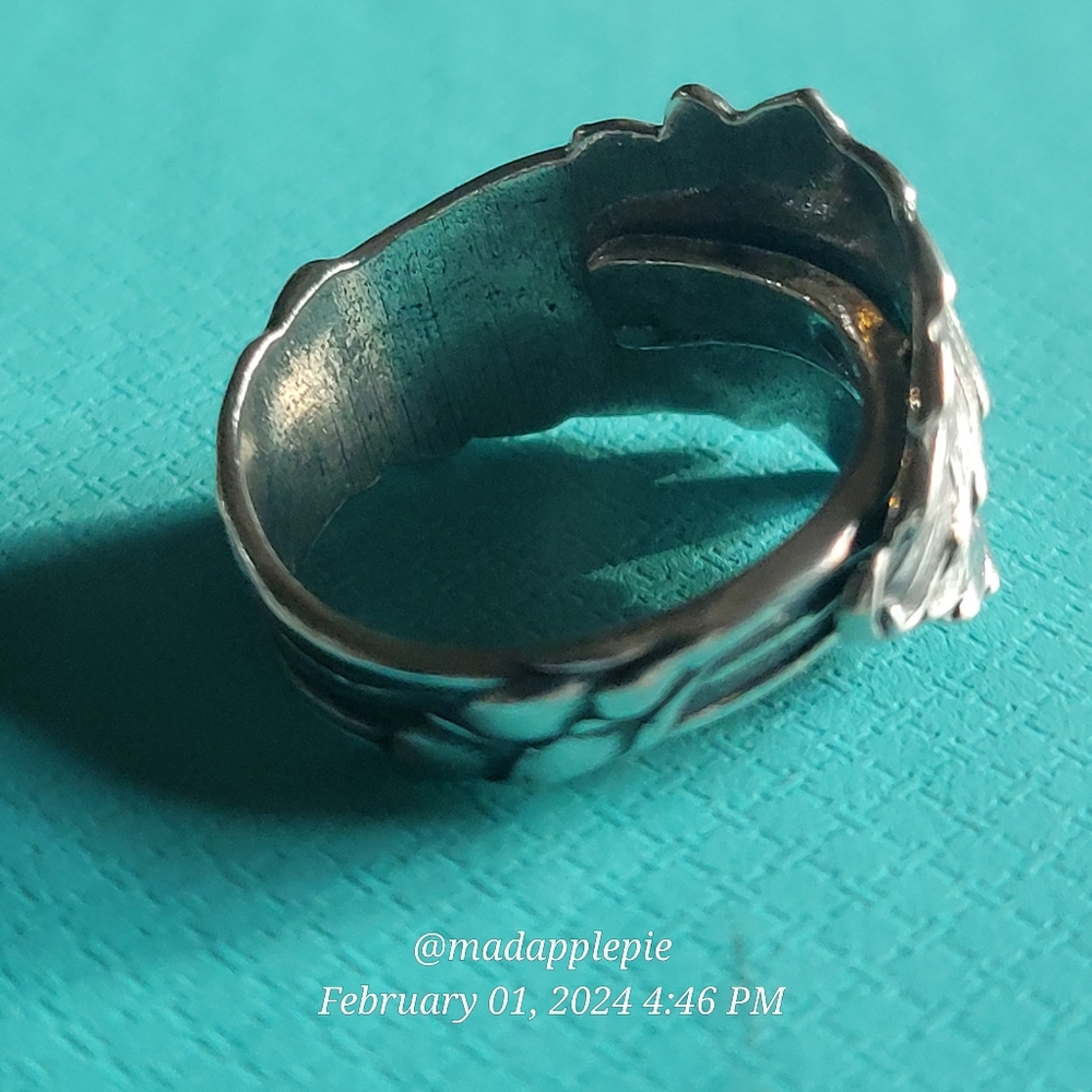 Sterling Silver Spoon Ring Columbine Flower Adjustable Flower Statement Piece 96 - Picture 7 of 10